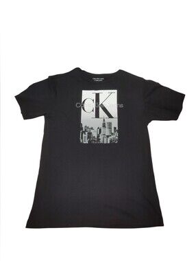Calvin Klein Jeans T Shirt Brand Logo Print Black Size XL 18-20 Kids